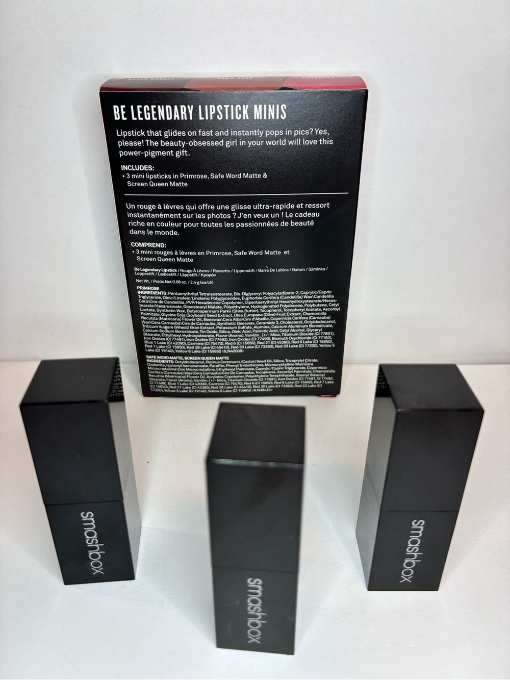 Smashbox Be Legendary Mini Lipstick Trio In Primrose, Safe Word & Screen Queen - Picture 3 of 4